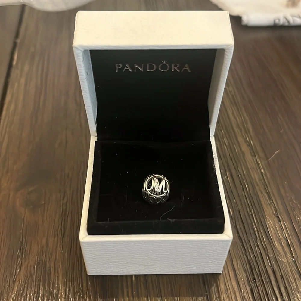 Authentic Pandora, M charm w/ CZ’s #791857cz - Picture 2 of 2